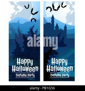 Deux cartes sur le thème de l'Halloween de cette année. Vector illustration. Illustration de Vecteur