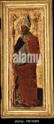 Saint Nicolas de Bari. Artiste : Pietro di Giovanni d'Ambrogio (Italien, Sienne Sienne 1410-1449). Dimensions : Cadre engagé : 29,7 x 13,4 in. (75,4 x 34,0 cm) Surface peinte : 9 5/8 x 2 15/16 in. (24,5 x 7,5 cm). Date : mi-1430s. Musée : Metropolitan Museum of Art, New York, USA. Banque D'Images