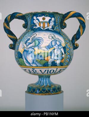 Vase d'apothicaire (vaso da farmacia). Culture : L'Italien, Castelli. Dimensions : H. 11 7/8 in. (30,2 cm). Date : ca. 1515. Musée : Metropolitan Museum of Art, New York, USA. Banque D'Images