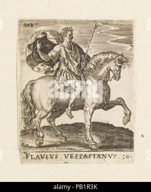 Flavius Vestasianus de douze Césars à cheval. Artiste : Abraham de Bruyn (flamande, Anvers 1540-1587 Cologne ( ?)). Fiche Technique : Dimensions : 2 7/8 x 1 5/16 in. (5,9 × 4,8 cm). Date : ca. 1565-1587. Musée : Metropolitan Museum of Art, New York, USA. Banque D'Images