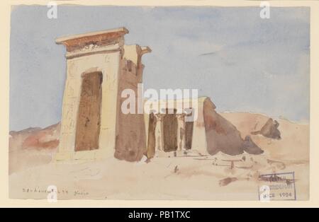 Le Temple de Dendur, montrant le pylône. Artiste : Frederick Arthur Bridgman (1847-1928). Dimensions : 4 7/8 x 7 9/16 in. (12,4 x 19,2 cm). Date : 1874. Musée : Metropolitan Museum of Art, New York, USA. Banque D'Images