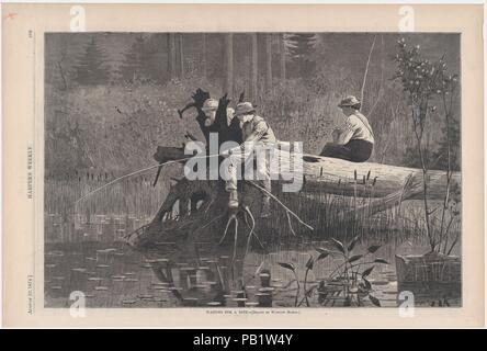 En attente d'une bite - Dessiné par Winslow Homer (Harper's Weekly, Vol. XVIII). Designer : Winslow Homer (Américain, Boston, Massachusetts 1836-1910 Prouts Neck, Maine). Dimensions : image : 3 9/16 x 5 7/16 in. (9,1 x 13,8 cm) : feuille 10 x 15 7/8 à 11/16. (27,1 x 40,4 cm). Graveur : W. H. Lagarde (États-Unis, actif 1873-1874). Editeur : Harper's Weekly (Américain, 1857-1916). Date : 22 août, 1874. Musée : Metropolitan Museum of Art, New York, USA. Banque D'Images