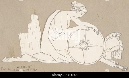 Conception pour grande cheminée de blanc produit dans l'usine de Wedgwood. Artiste : D'après John Flaxman (British, York 1755-1826 Londres). Dimensions : support : 11 1/4 x 8 7/16 in. (29 x 21 cm). Date : 1899. Musée : Metropolitan Museum of Art, New York, USA. Banque D'Images