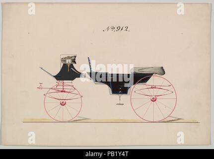 Conception pour vis-à-vis/ Calèche, no. 912. Artiste : attribuée à Channing Britton (États-Unis, actif seconde moitié du xixe siècle). Dimensions : 6 3/8 x 9 in. (16,2 x 22,9 cm). Fabricant : Brewster & Co. (américain, New York). Date : 1850-70. Brewster et historique de l'entreprise créée en 1810 par James Brewster (1788-1866) à New Haven, Connecticut, Brewster & Company, spécialisée dans la fabrication de voitures fine. Le fondateur a ouvert un showroom de New York, en 1827 au 53-54 rue large, et l'entreprise a prospéré sous des générations de direction de la famille. Nécessité d'extension se déplace autour de la partie basse de Manhattan, Banque D'Images