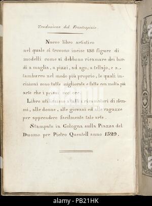 Eyn nouveau kunstlichboich. Designer : Woodcut border conçu par Anton Woensam von Worms (allemand, actif première moitié du 16ème siècle, est mort 1538). Dimensions : hors tout : 7 7/8 x 5 1/2 in. (20 x 14 cm). Editeur : Pierre Quentel (allemand, Cologne, active 1518-46) , Cologne. Date : 1529. Publié par Guentel, Cologne, woodcut border conçu par Anton Woensam von Worms, Allemand, actif première moitié du 16ème siècle, est mort 1538. Traduction en italien de la page de titre, page de titre illustré, portrait de Charles V, 46 pages de dessins ou modèles y compris les pages de l'alphabet. La cinquième édition de la première tendance Quentel bo Banque D'Images