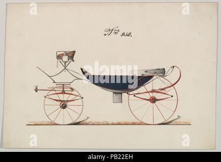 Conception pour vis-à-vis/ Calèche, no. 950. Dimensions : 6 x 10 1/16 3/16 in. (15,4 x 25,8 cm). Fabricant : Brewster & Co. (américain, New York). Date : 1850-70. Brewster et historique de l'entreprise créée en 1810 par James Brewster (1788-1866) à New Haven, Connecticut, Brewster & Company, spécialisée dans la fabrication de voitures fine. Le fondateur a ouvert un showroom de New York, en 1827 au 53-54 rue large, et l'entreprise a prospéré sous des générations de direction de la famille. Nécessité d'extension se déplace autour de la partie basse de Manhattan, avec des changements de nom qui reflète l'évolution de la gestion-James Brewster & Sons opera Banque D'Images