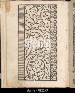 Ein nouveau modèle getruckt Büchli...Page 23, verso. Dimensions : hors tout : 7 7/8 x 6 1/8 in. (20 x 15,5 cm). Editeur : Johann Schönsperger le jeune (1510-30) allemand, actif. Date : 1529. Publié par Schoensperger, Augsbourg. Page de titre, 45 pages de dessins pour le tissage et la broderie, et 5 pages de notes du tisserand au dos. Musée : Metropolitan Museum of Art, New York, USA. Banque D'Images