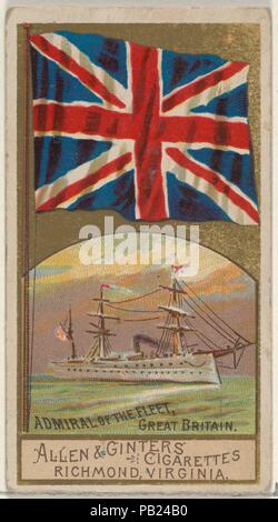 Amiral de la flotte, en Grande-Bretagne, à partir de la série des drapeaux de la Marine (N17) pour Allen & Ginter Cigarettes Marques. Fiche Technique : Dimensions : 2 3/4 x 1 1/2 in. (7 x 3,8 cm). Editeur : Allen & Ginter (Américain, Richmond, Virginie). Date : ca. 1888. Les cartes de la série 'Flags' naval (N17), émis ca. En 1888 un jeu de 50 cartes pour promouvoir Allen & Ginter cigarettes d'une marque. Musée : Metropolitan Museum of Art, New York, USA. Banque D'Images