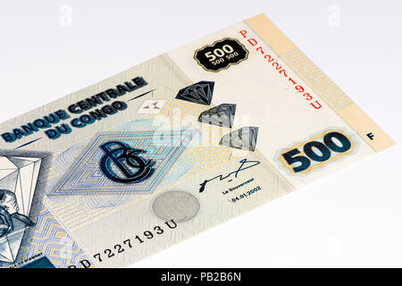 500 francs congolais bank note du Congo. Congoles franc est la monnaie nationale du Congo Banque D'Images