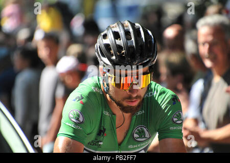 Peter Sagan au Tour de France 2018 étape 15 à Carcassonne au Pic de Nore montée. Banque D'Images
