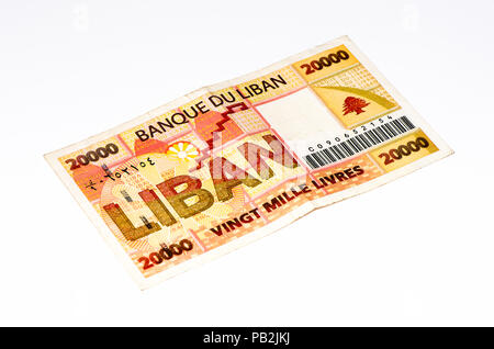 20000 livre billet de banque. Livres est la monnaie nationale du Liban Banque D'Images