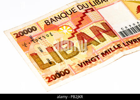 20000 livre billet de banque. Livres est la monnaie nationale du Liban Banque D'Images