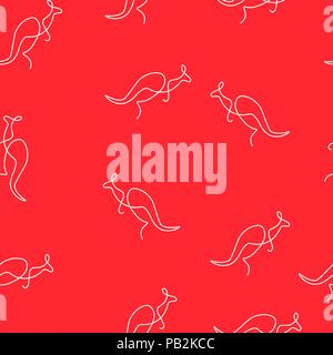 Motif animal kangourou sans couture. Vector illustration. Fond rouge. Illustration de Vecteur