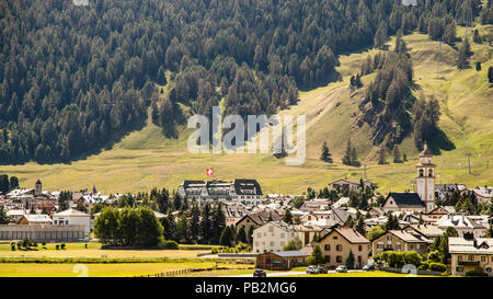 Paysage urbain de Celerina, Suisse Banque D'Images