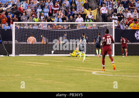 East Rutherford, NJ - 25 juillet 2018 : gardien Loris Karius avait (1) de Liverpool FC enregistre au cours de jeu de la CPI contre Manchester City au stade MetLife Liverpool a gagné 2 - 1 Banque D'Images