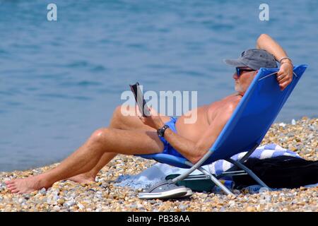 Ingelmunster, East Sussex, UK. 26 juillet 2018. Déjà en hausse des températures sur la plage de Seaford, East Sussex. © Peter Cripps/Alamy Live News Banque D'Images