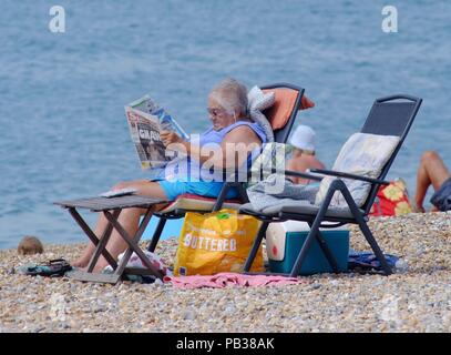 Ingelmunster, East Sussex, UK. 26 juillet 2018. Déjà en hausse des températures sur la plage de Seaford, East Sussex. © Peter Cripps/Alamy Live News Banque D'Images