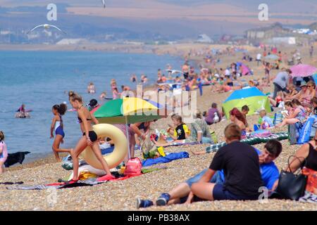 Ingelmunster, East Sussex, UK. 26 juillet 2018. Déjà en hausse des températures sur la plage de Seaford, East Sussex. © Peter Cripps/Alamy Live News Banque D'Images