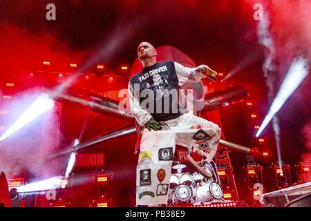 San Diego, Californie, USA. 26 juillet, 2018. IVAN MOODY cinq doigts Punch de la mort se produit à l'entreprise de matelas Amphitheatre, à Chula Vista, Californie le 25 juillet 2018 Crédit : Marissa Carter/ZUMA/Alamy Fil Live News Banque D'Images