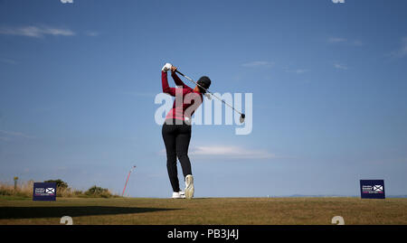 Aux États-Unis, Cheyenne Woods débarque sur le deuxième trou le premier jour de l'Aberdeen Standard Investments Ladies Scottish Open de 2018 au Gullane Golf Club, Gullane. ASSOCIATION DE PRESSE photo, photo date: Jeudi 26 juillet 2018. Le crédit photo devrait se lire comme suit : Jane Barlow/PA Wire. Banque D'Images