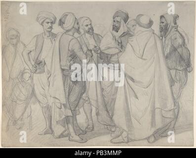 Etude pour 'Types de races algériennes'. Artiste : Henri-Félix-Emmanuel Philippoteaux (français, Paris 1815-1884 Paris). Fiche technique : Dimensions : 10 x 13 5/16 9/16 in. (26,2 x 34,4 cm). Date : 1830-86. Musée : Metropolitan Museum of Art, New York, USA. Banque D'Images