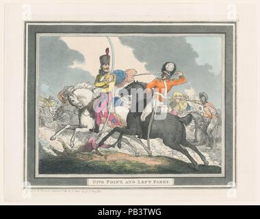 Donner des Points et gauche Parry. Artiste : Thomas ROWLANDSON (britannique, Londres 1757-1827 Londres). Fiche Technique : Dimensions : 11 7/8 × 14 15/16 in. (30,2 × 38 cm) Plaque : 10 × 13 13/16 1/16 in. (27,5 × 33,2 cm). Editeur : Henry Angelo (britannique, Londres 1756-1835 Londres). Series/Portfolio : Sabre Hongrois et des hauts plateaux. Date : 1 septembre 1798. Musée : Metropolitan Museum of Art, New York, USA. Banque D'Images