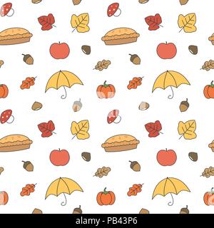 Collection automne automne coloré mignon vecteur illustration de fond transparent Illustration de Vecteur