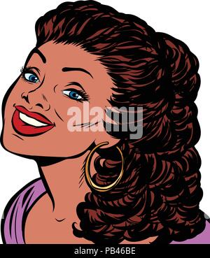 Black woman smiling. Isoler sur fond blanc Illustration de Vecteur