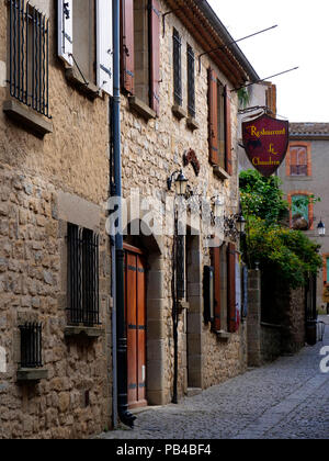 À l'intérieur de l'ancienne ville fortifiée de Carcassonne, France Banque D'Images