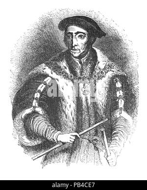 Portrait de Thomas Howard, 3e duc de Norfolk (1473-1554), un éminent politicien Tudor. Il était un oncle de deux des épouses du roi Henry VIII d'Angleterre, à savoir Anne Boleyn et Catherine Howard, tous deux furent décapités, et il a joué un rôle majeur dans les machinations d'effectuer ces mariages royaux. Après avoir chuté de faveur en 1546, il a été dépouillé du duché et emprisonné à la Tour de Londres, en évitant l'exécution lorsque le Roi Henry VIII est mort le 28 janvier 1547. Banque D'Images