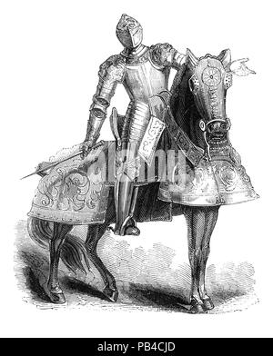 Édouard VI (1537-1553), fut roi d'Angleterre et l'Irlande à partir de 28 janvier 1547 jusqu'à 1553 en full body armor. Il fut couronné le 20 février à l'âge de neuf ans. Edward était le fils de Henri VIII et de Jane Seymour, et en Angleterre avec la première monarque à être élevé comme un protestant. Au cours de son règne, le royaume est gouverné par un conseil de régence, parce qu'il n'a jamais atteint sa majorité. Banque D'Images