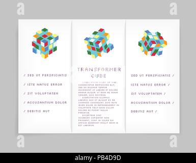 Modèle de brochure Vector avec transformateur Cube. Pourrait être transformée en différentes formes. OE Illustration de Vecteur