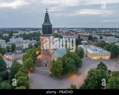 Vue aérienne de la Cathédrale de Turku en Finlande Banque D'Images