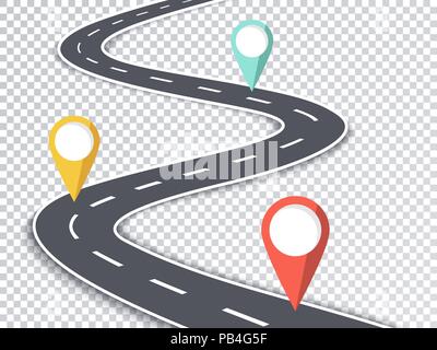 Route sinueuse Transparent isolés effet spécial. Emplacement route chemin modèle infographique avec l'axe de communication. Vector EPS 10 Illustration de Vecteur