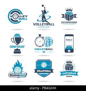 Volley-ball icon set Banque D'Images