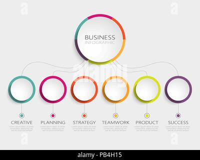 Infographie 3D abstrait Modèle à 6 étapes pour le succès. Cercle business modèle avec options pour brochure, diagramme, chronologie. Vector EPS 10 Illustration de Vecteur