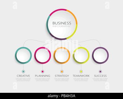 Résumé L'infographie 3D avec un modèle de cinq étapes pour le succès. Cercle business modèle avec options pour brochure, diagramme, chronologie. Vector EPS 10 Illustration de Vecteur