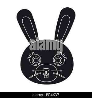 Museau de lapin en icône design noir isolé sur fond blanc. Museau des animaux stock symbol vector illustration. Illustration de Vecteur