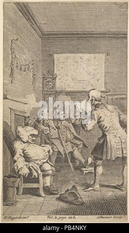 "Tristram Shandy", frontispice, Volume 1,. Artiste : Après William Hogarth (britannique, Londres 1697-1764 Londres). Auteur : Laurence Sterne illustre (britannique, 1713-1768). Fiche technique : Dimensions : 5 x 3 7/16 1/16 in. (13,8 x 7,8 cm). Graveur : Simon Francis Ravenet, l'ancien (Français, 1706-1774). Date : avril 1760. Musée : Metropolitan Museum of Art, New York, USA. Banque D'Images