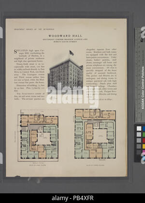 1868 Woodward Hall, coin sud-est de l'avenue Madison et quatre-vingt-sixième Rue ; Plan d'étage ; plan d'étages supérieurs (NYPL b12647274-465543) Banque D'Images