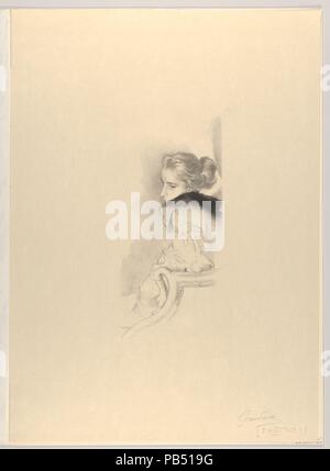 Femme assise (Femme assise). Artiste : Antonio de la Gandara (français, Paris 1861-1916 Paris). Dimensions : Image : 10 1/4 x 4 3/4 in. (26 × 12 cm) feuille : 18 × 13/16 13 7/16 po. (47,8 × 34,2 cm). Editeur : André Marty (Français, né en 1857). Series/portefeuille : L'Estampe originale, l'Album C. Date : 1894. Musée : Metropolitan Museum of Art, New York, USA. Banque D'Images