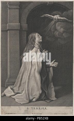 Sainte Thérèse d'Avila de la Vision de la colombe. Artiste : Après Peter Paul Rubens (Siegen, flamand 1577-1640 Anvers) ; Pierre van Schuppen (flamande, Anvers 1627-1702 Paris). Fiche Technique Dimensions : (découpés) : 12 × 7/16 7 15/16 in. (31,6 × 20,2 cm). Editeur : Nicolas Le Cat (flamand, Anvers active, ca. 1650). Date : ca. 1650. Musée : Metropolitan Museum of Art, New York, USA. Banque D'Images