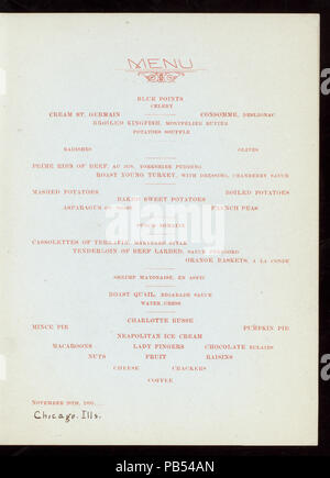 Dîner de Thanksgiving Day 1608 (organisé par l') JACKSON (at) "Chicago, IL." (Hotel) (NYPL)-270604-4000003199 Hades Banque D'Images