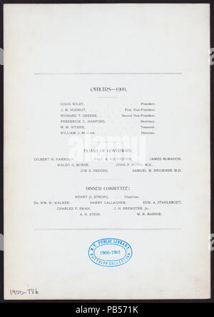 1303 DEUXIÈME DÎNER ANNUEL (détenu par la société) DE LA GENESEE (at) "SHERRY'S, NEW YORK, NY" (reste) ; (NYPL)-272626-4000007843 Hades Banque D'Images