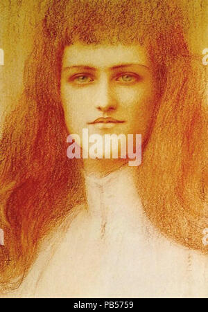 Fernand Khnopff - Hoofd van een Jonge Franse Vrouw Banque D'Images