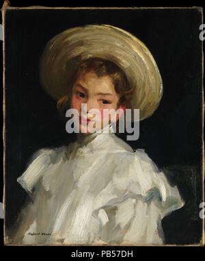 Dutch Girl in White. Artiste : Robert Henri (Américain, Cincinnati, Ohio 1865-1929 New York). Dimensions : 24 x 20 in. (61 x 50,8 cm). Date : 1907. Henri le champion de la vérité et l'épanouissement dans la vie et l'art. Il a fait écho dans ses tableaux la palette sombre et gestuelle au pinceau des vieux maîtres Diego Velázquez et Frans Hals et plus récemment, réalistes, Édouard Manet et Edgar Degas. Au cours de l'été 1907 lui et certains de ses élèves se sont rendus aux Pays-Bas et visité la ville natale de l'Esla, Haarlem. Il y a, en réponse à la Dutch Painter's don pour la caractérisation, Henri a fait des portraits de modèles locaux, y compris Banque D'Images