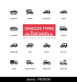Types de véhicules - télévision style design icons set Illustration de Vecteur