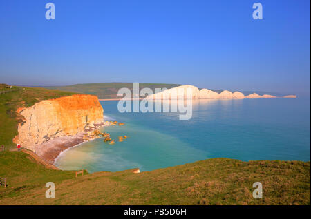 Les falaises de craie blanche sept Sœurs East Sussex uk entre Seaford et Eastbourne attraction touristique dans le sud de l'Angleterre Banque D'Images