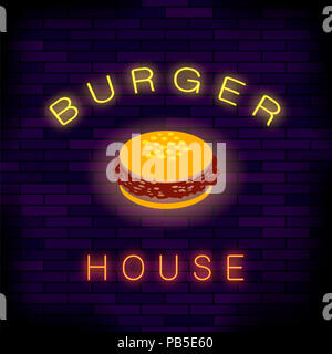 Burger House Neon Sign colorés Banque D'Images