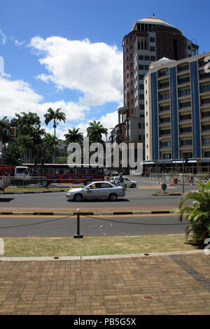 La place d'armes et rue de l'Intendance à Port Louis, Ile Maurice Banque D'Images